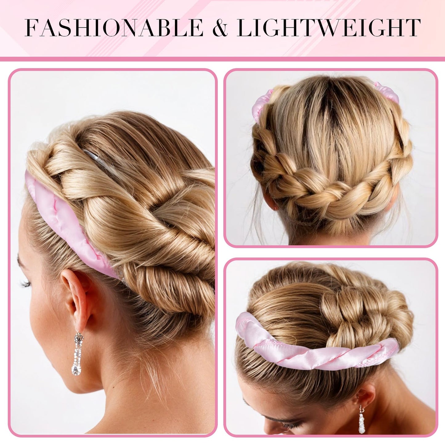 AOZUO Heatless Curling Rod Headband, Heatless Hair Curler Heatless Curls Overnight for Short Long Hair No Heat Overnight Curls with Thin Curlers to Sleep In for Short Hair (Pink)