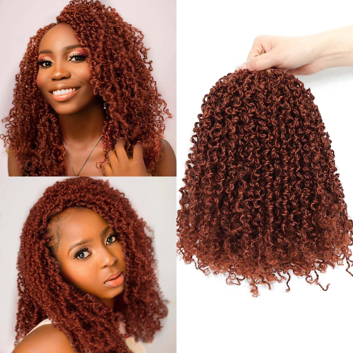 Aksice 8 Packs Yanky Twist Crochet Hair 8 Inch Pre-Twisted Passion Twist Spring Twist Hair with Curly Ends Pre-looped Crochet Braids Hair Extensions for Women (350#)