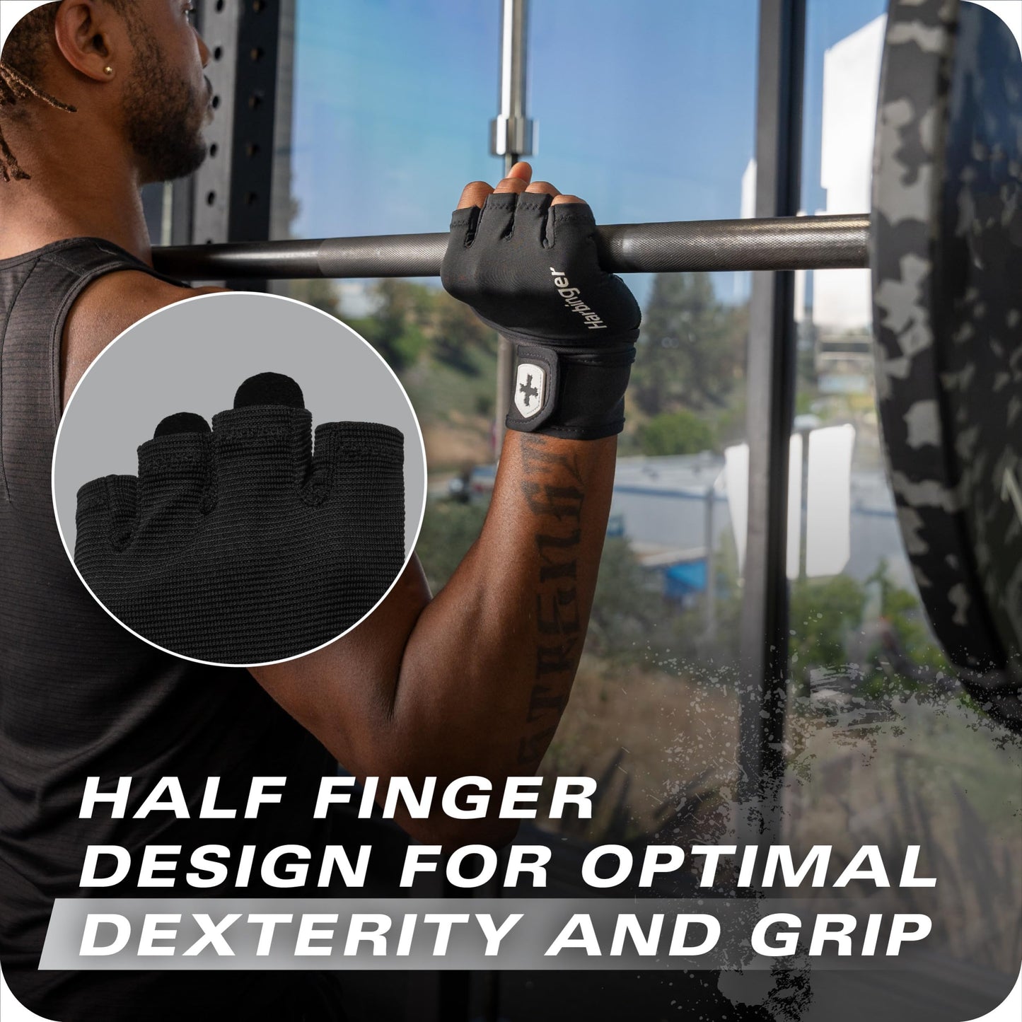 Harbinger Pro Wristwrap Gloves 3.0 - Enhanced Grip, Superior Wrist Support, Breathable 4-Way Stretch Lycra, Durable Leather Palm, Half-Finger Design for Weightlifting, Gym, Tan Camo, Medium - Men's
