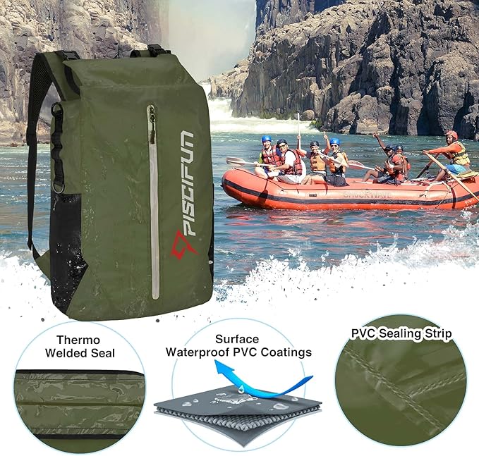 Piscifun Dry Bag Waterproof, Lightweight Dry Backpack with Waist Pouch and Phone Case for Kayaking, Boating 10L 20L 30L