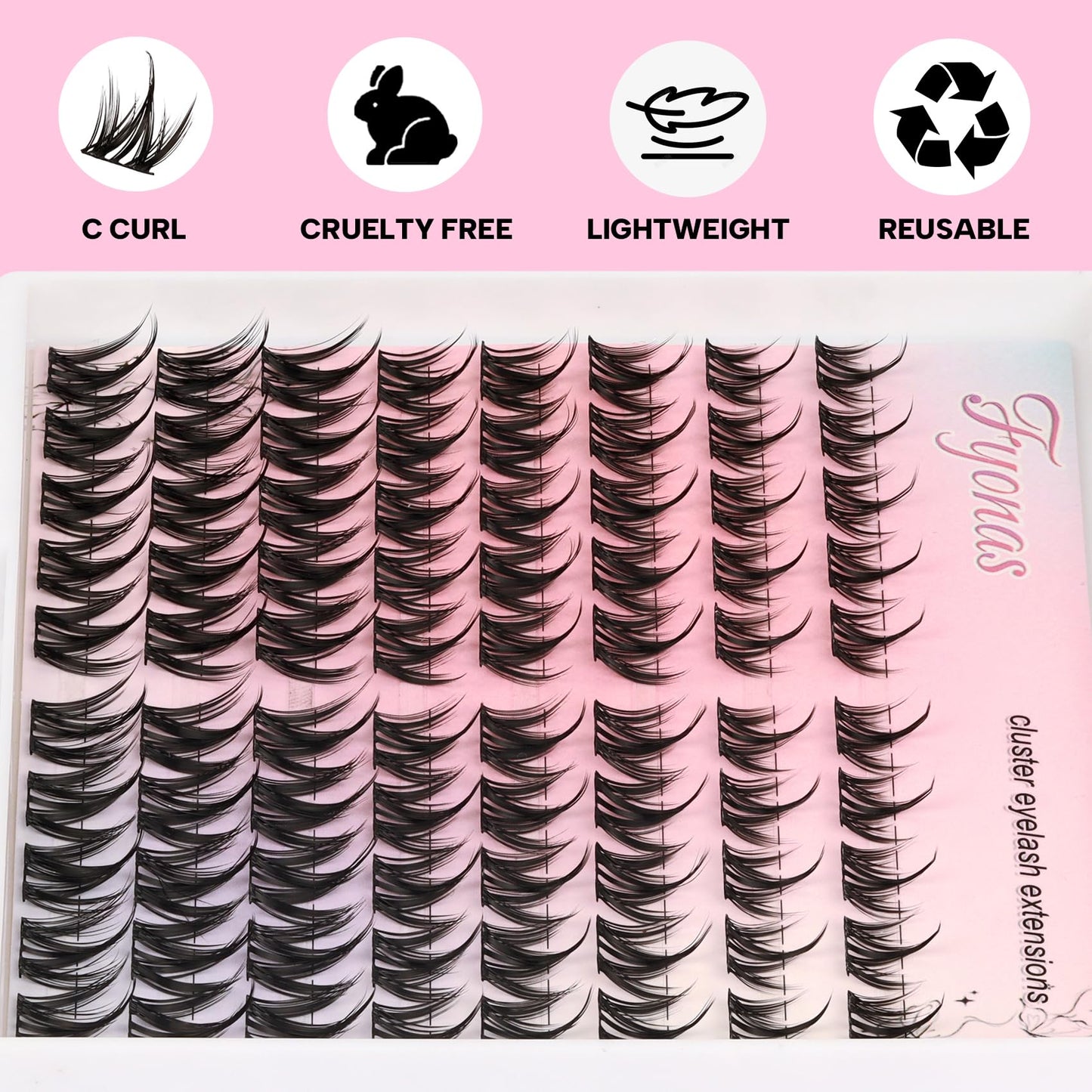 Fyonas Lash Clusters Manga Eyelash Clusters Spiky Cluster Eyelash Extensions 80Pcs C Curl Individual Lashes Volume Anime Lash Clusters with Thin Band Cosplay Lashes DIY at Home (Cutey)
