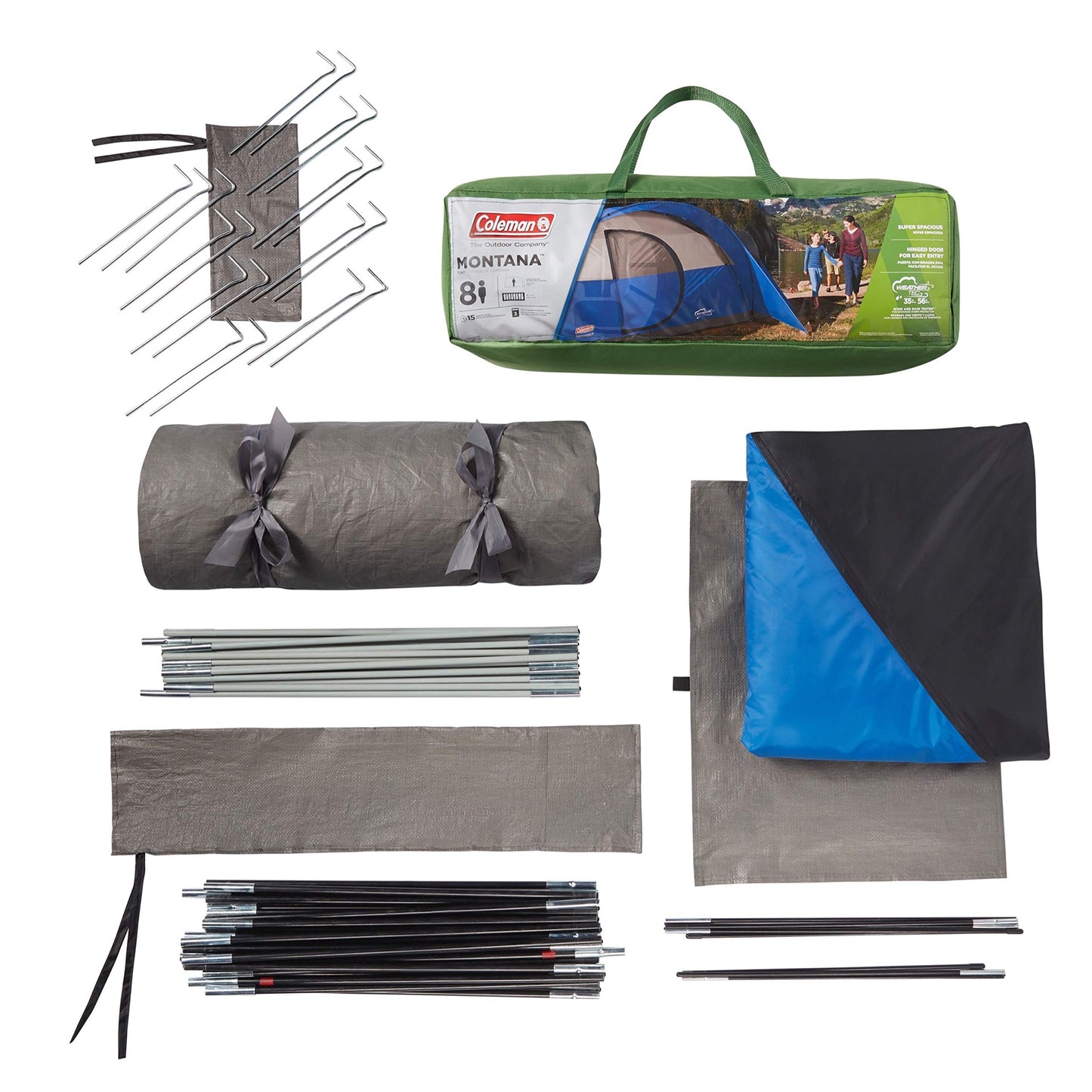Coleman Montana 8-Person Family Tent with Rainfly, Weatherproof Family Tent Sets Up in 15 Mins, Fits Multiple Airbeds