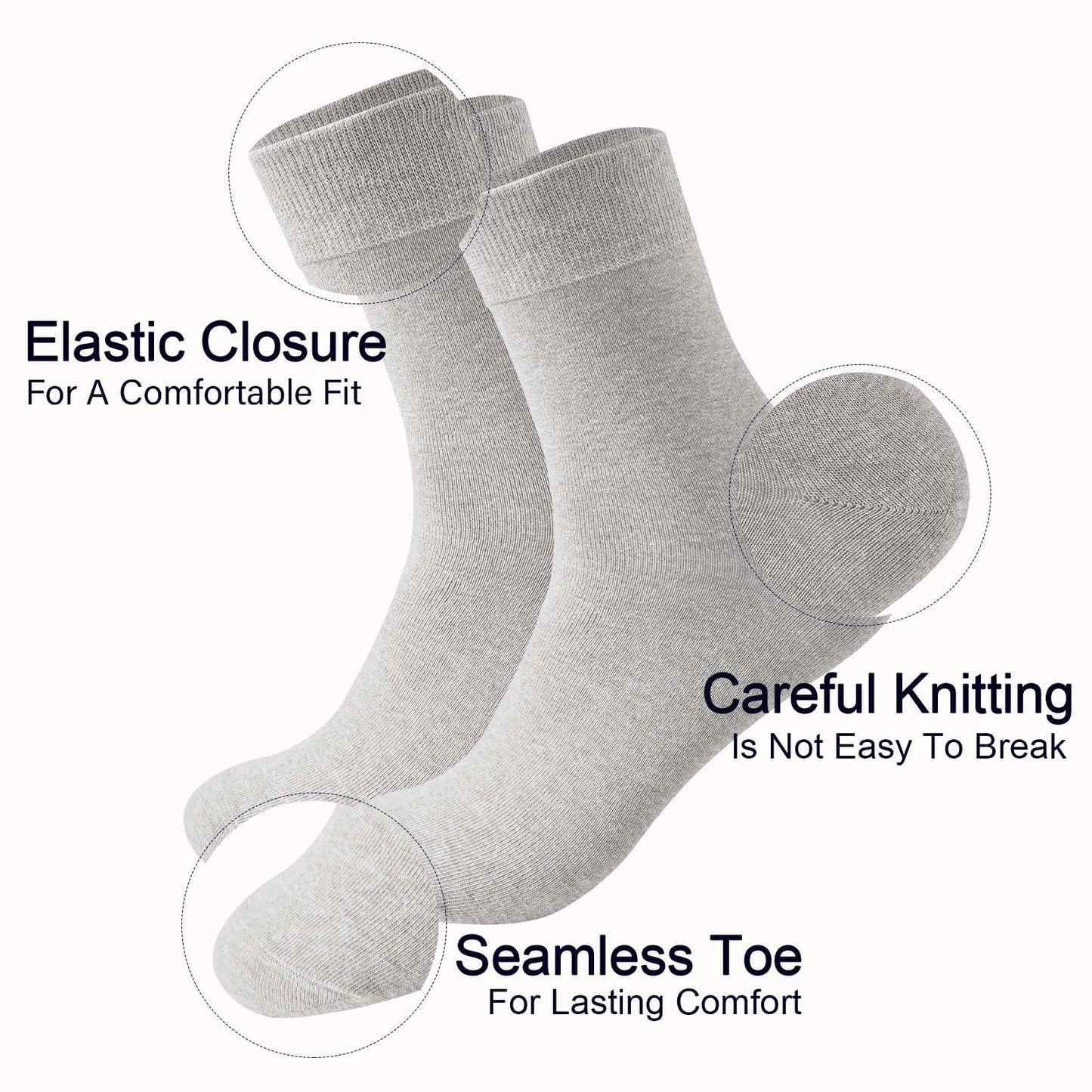 J-BOX Women Cotton Crew Socks,10-Pairs Thin Casual Dress Socks for Business,Trouser, Breathable Soft running Ankle Socks