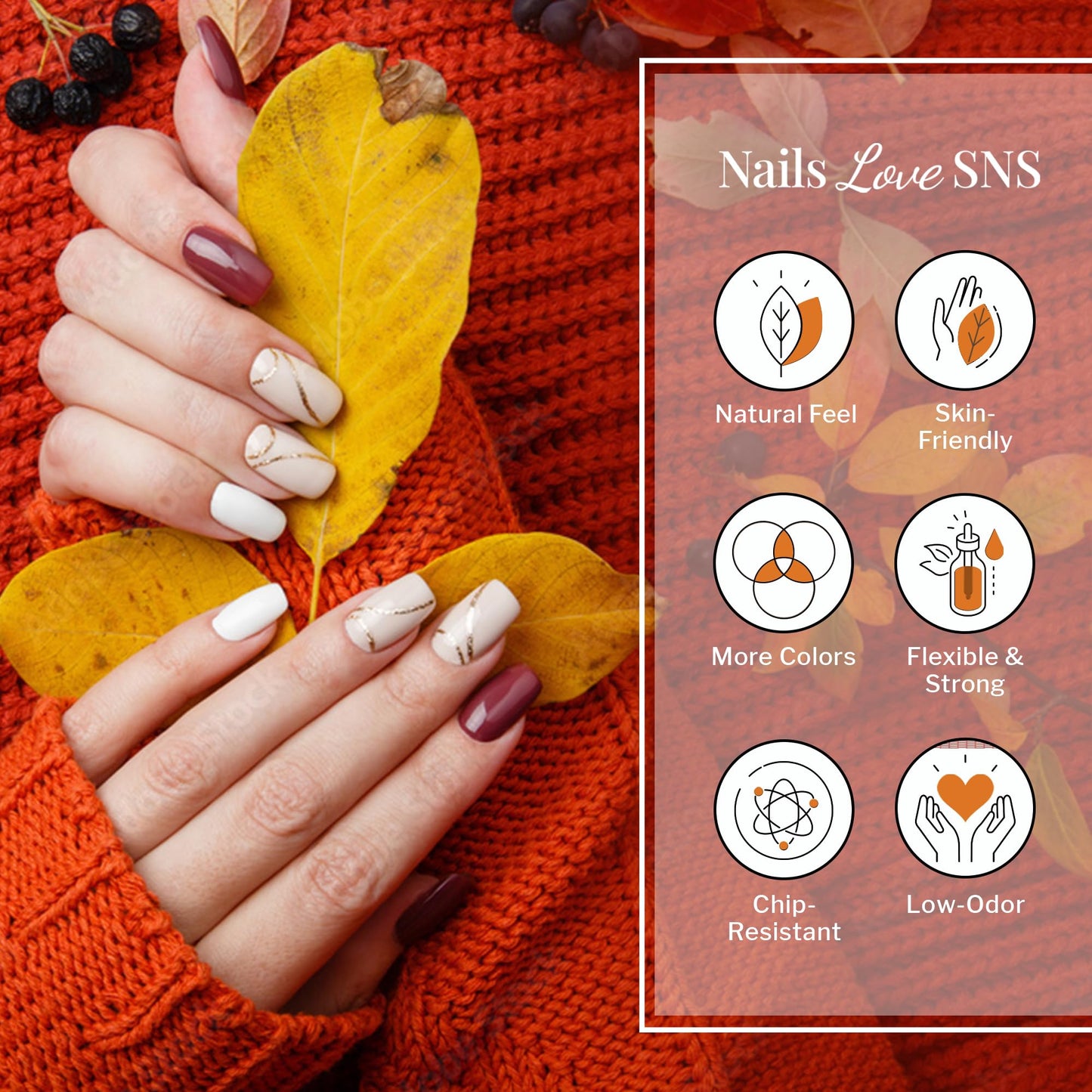 SNS Nails Dip Powder Kit, Gelous Color Dipping Powder Set - Autumn Master 36-Piece Set - Long-Lasting Acrylic Nail Color Lasts 14 Days - Low Odor & No UV Lamp required - 1 oz