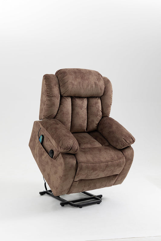 ERYE Electric Power Lift Recliner Chair for Elderly with Massage and Heat, Velvet Upholstery Infinite Positions Adjustable Large Size Armchair W/ 2 Remote Controllers & Side Pockets for Living Room