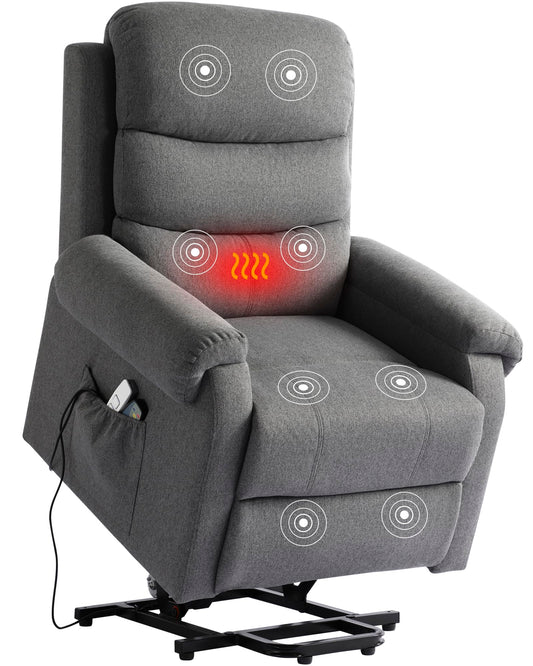 LOUVIXA Power Lift Recliner Chair Recliners for Elderly with Heat and Massage Recliner Chair for Living Room with Infinite Position and Side Pocket, USB Charge Port (Modern Grey)