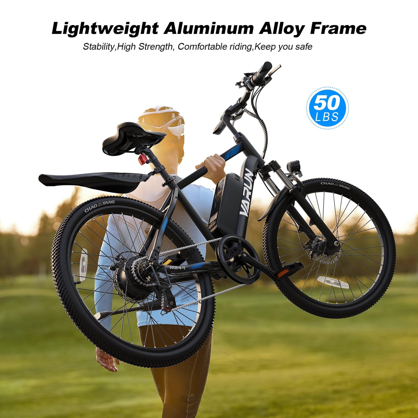 VARUN Electric Bike - Ebikes for Adults 350W (Peak 500W) 20MPH Commuter Ebike with 36V Removable Battery, 24'' Electric Mountain Bike with Front Fork Suspension and Dual Disc Brakes