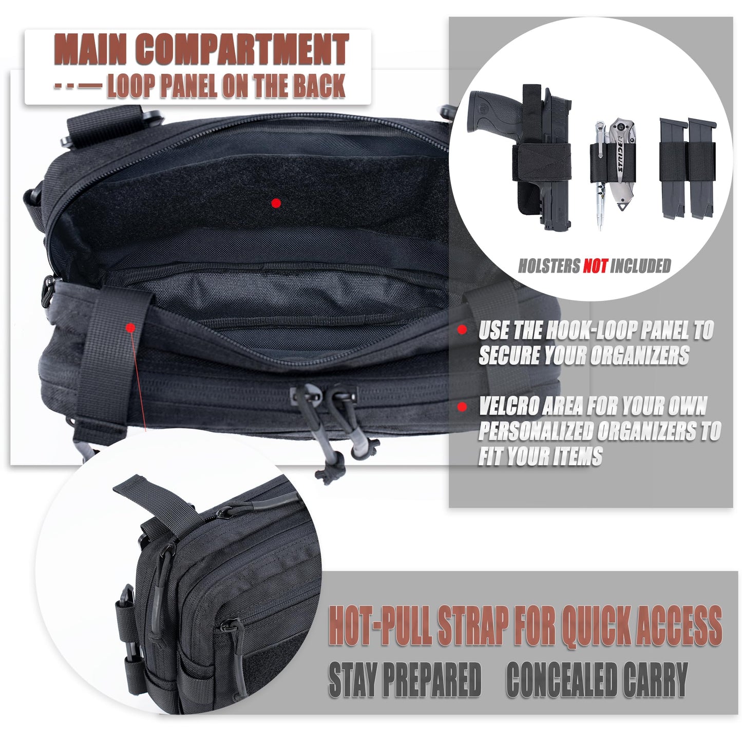 CLTAC Tactical Chest Rig Bag Concealed Carry CCW Pack Molle Pouch IFAK EMT Medical Organizer for Outdoor Hunting Shooting Hiking with Quick Release Harness