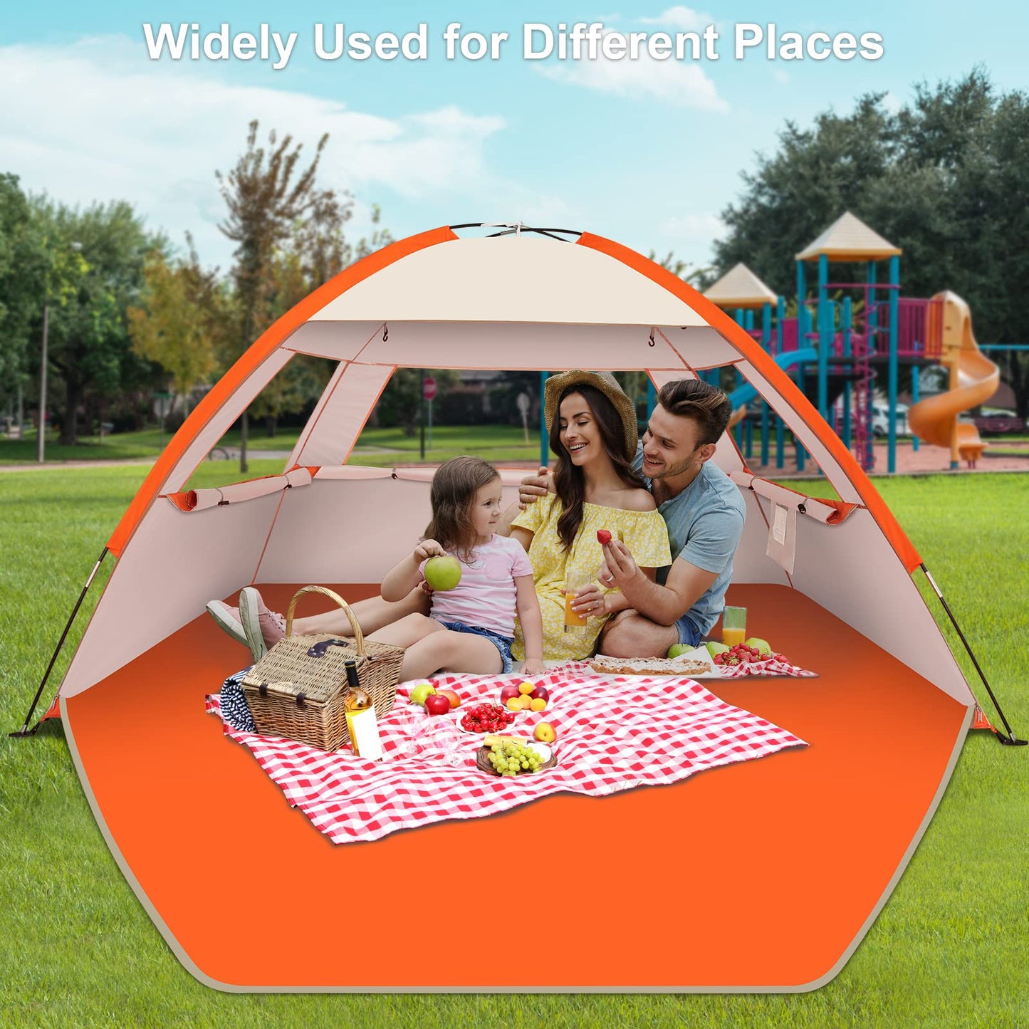 Gorich Beach Tent Sun Shelter for 3/4-5/6-7/8-10 Person with UPF 50+ UV Protection, Lightweight & Easy Setup Beach Shade Canopy, Portable Beach Shade Tent Beach Cabana