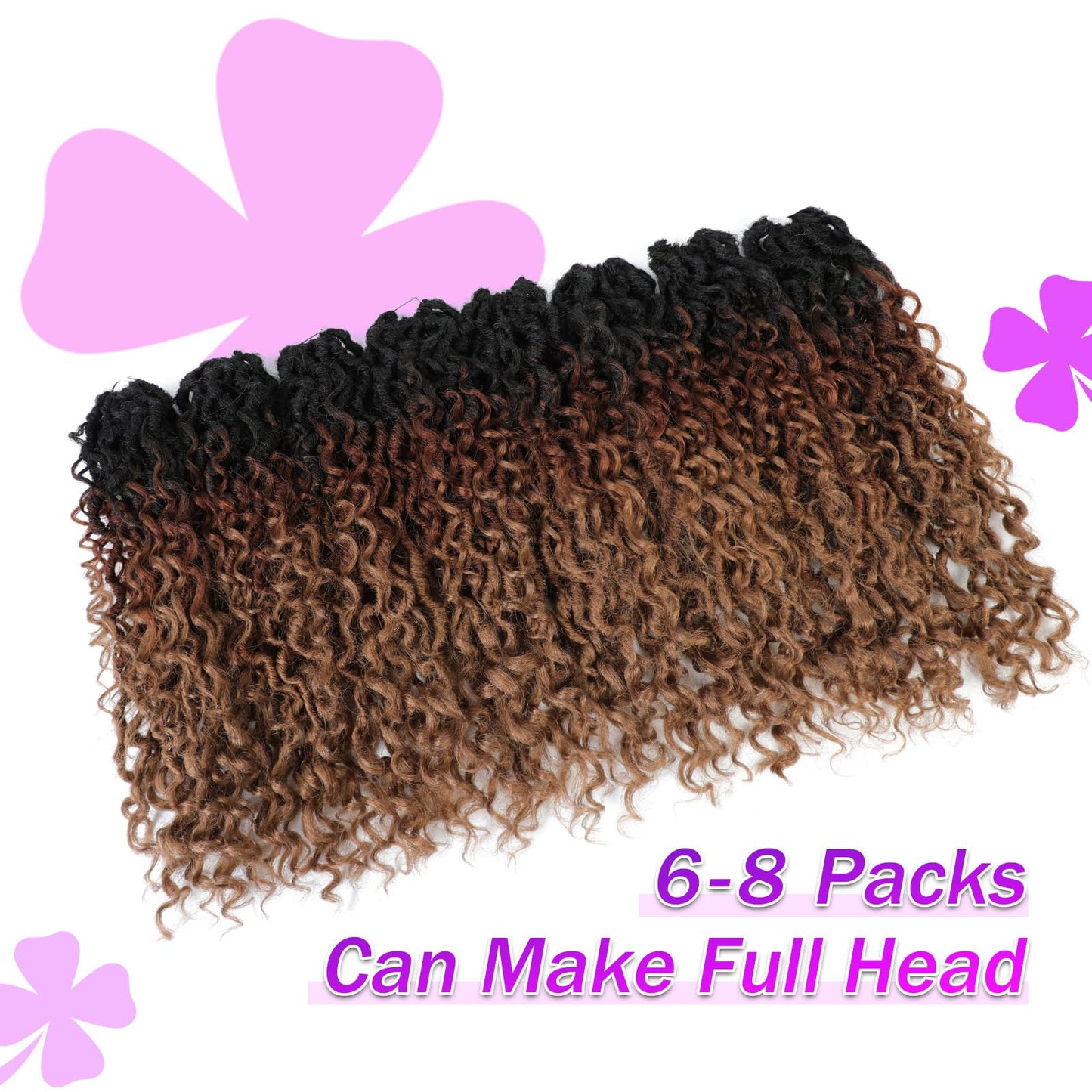 AMELI Goddess Locs Crochet Hair 14Inch Pre Looped Faux Locs Crochet Hair with Curly Ends 8Packs Bohemian Crochet Braids Hair for Black Women1B/30/27