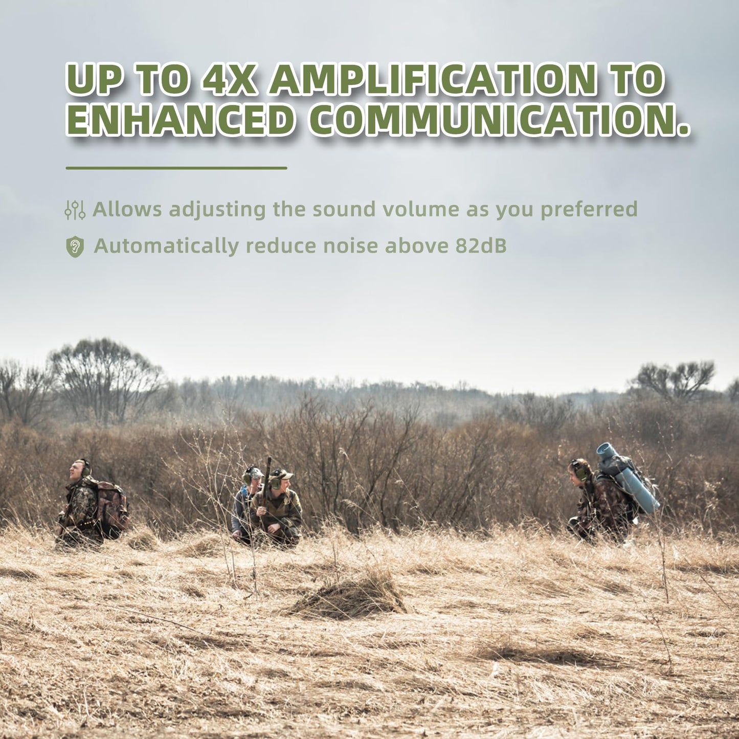 PROHEAR 2 Pack Electronic Ear Protections for Shooting with 4X Sound Amplification, Gun Range Hearing Protection Muffs, NRR 23dB Noise Reduction Headphones for Hunting, Black and Green