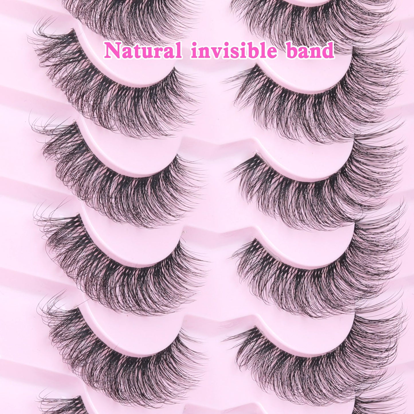 Clear Band Eyelashes 15mm Cat Eye Lashes Natural Look Wispy False Eyelashes 3D Short Fluffy Strip Eye Lashes Pack by Geeneiya, 7 Pairs