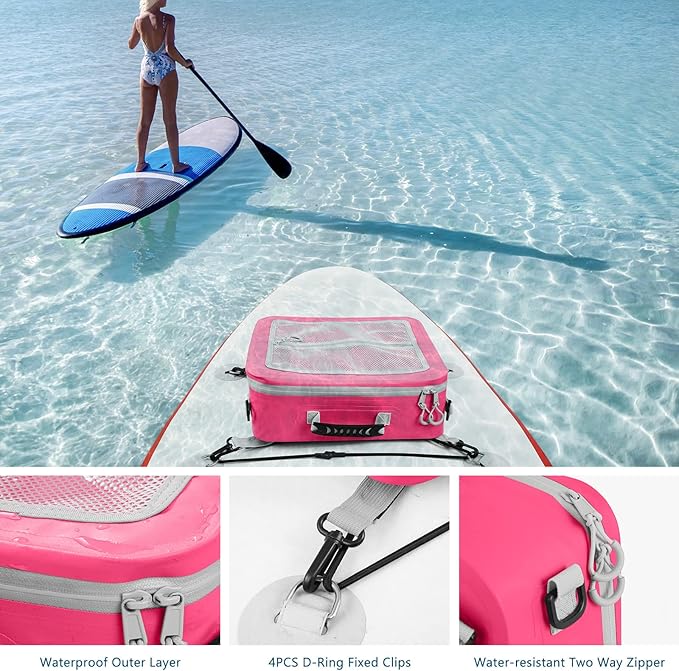 Waterproof PVC Paddleboard Cooler Deck Bag - 12 Can Soft Insulated Cooler for Paddleboarding, Camping, Kayaking