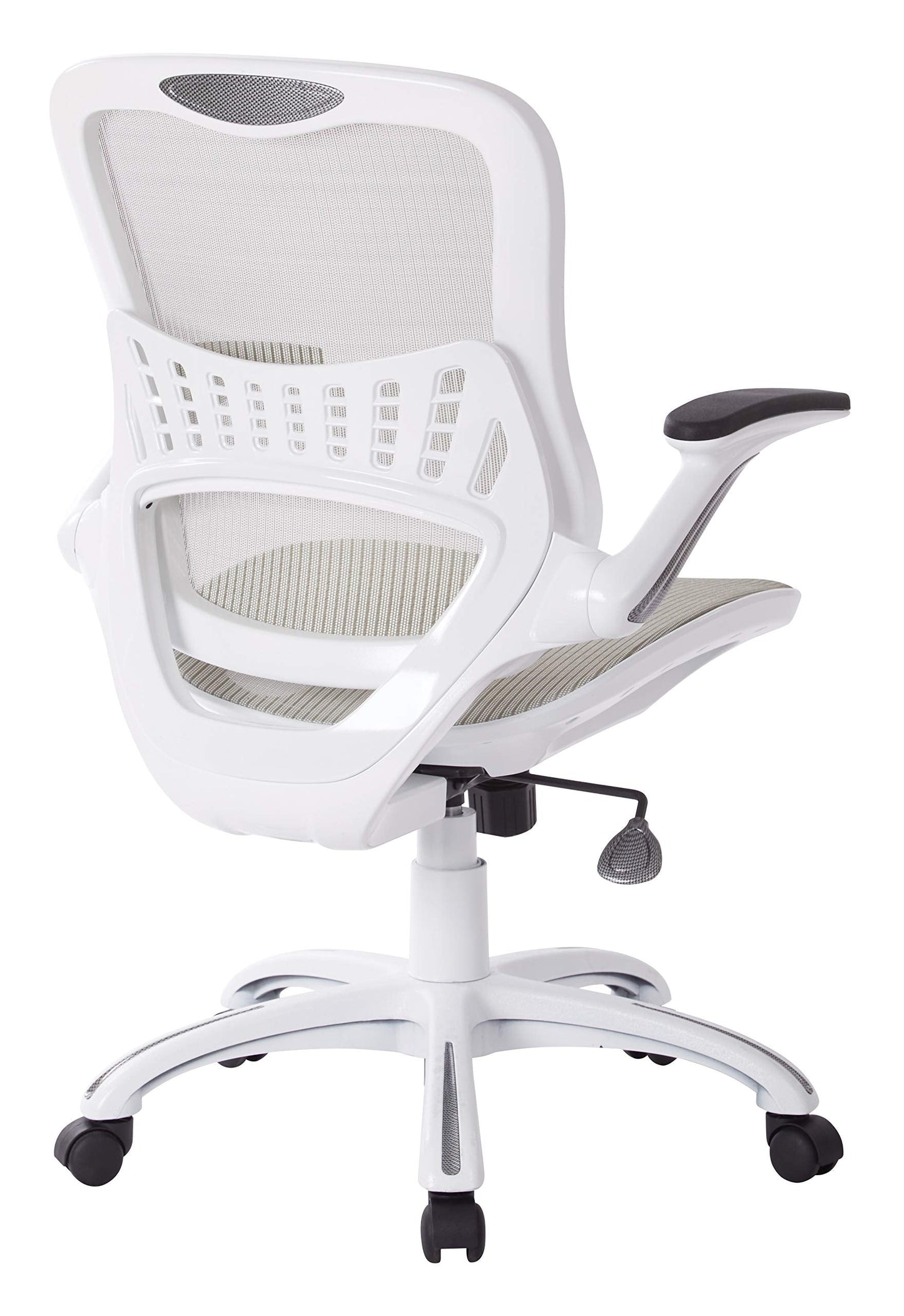 Office Star Ventilated Manager's Office Desk Chair with Breathable Mesh Seat and Back, White Base, White