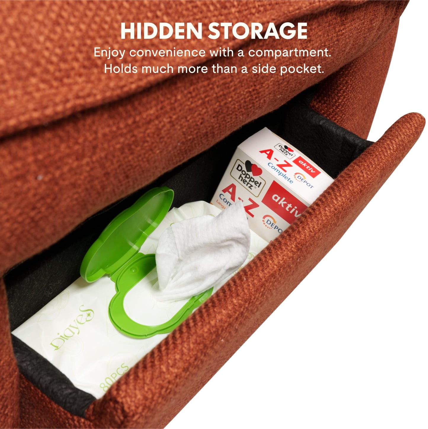 FLEXISPOT Lotus Swivel Recliner Chair for Adults, Oversized 360° Swivel Rocker Recliner, Fabric Glider Rocking Nursery Chair, Side Pocket, 350 Lbs Capacity, Living Room, Bedroom, Nursery, XRC7 Orange