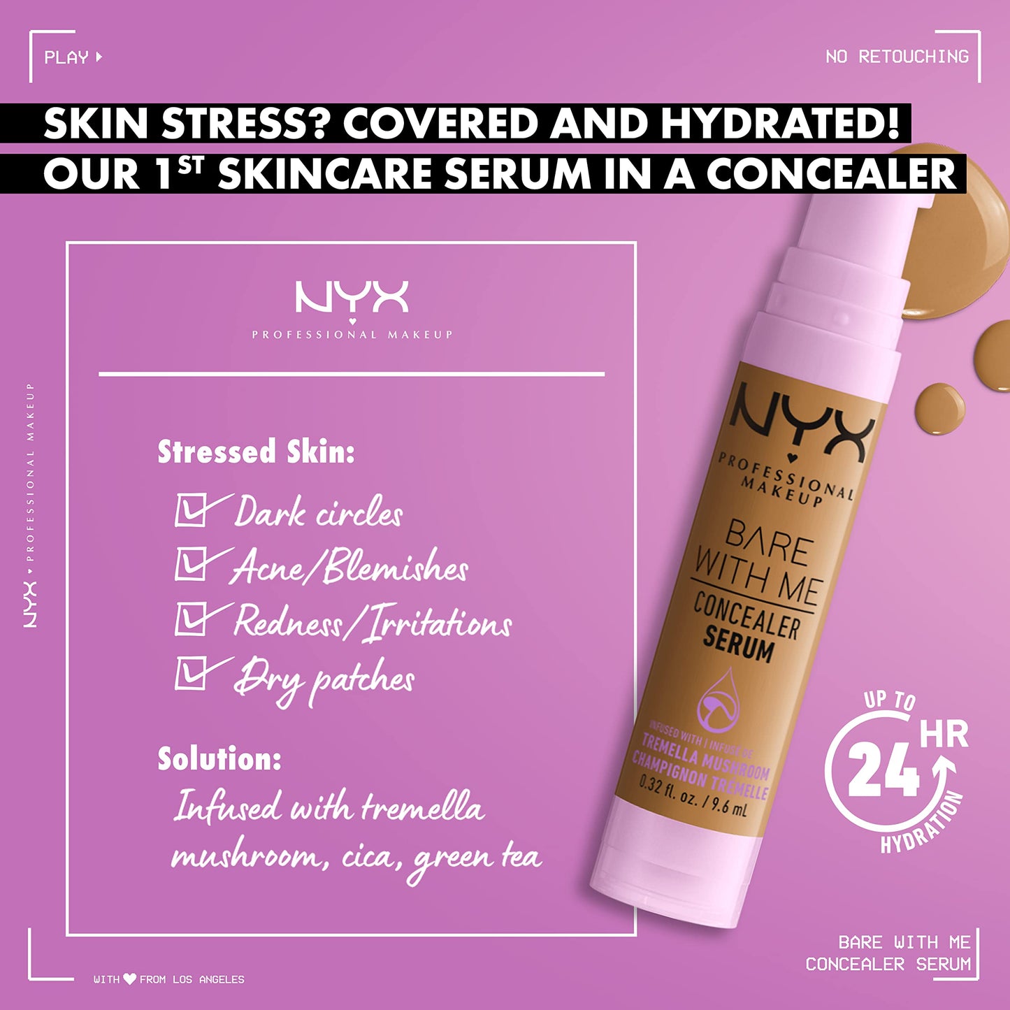 NYX PROFESSIONAL MAKEUP Bare With Me Concealer Serum, Up To 24Hr Hydration - Rich