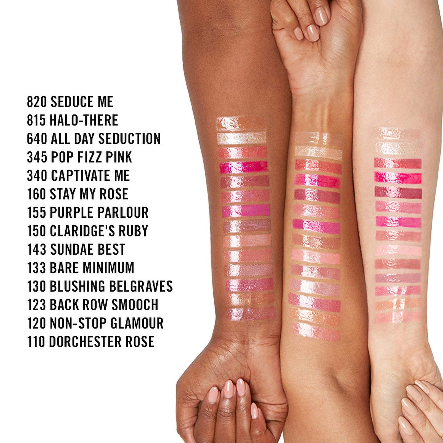 Rimmel Stay Glossy Lip Gloss Bundle - 340 Captivate Me! and 133 Bare Minimum, .18oz Each