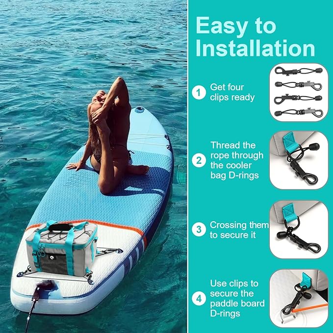 Paddle Board Cooler, Paddleboard Cooler Deck Bag with Detachable Bottle Opener, Paddle Board Accessories, Sup Cooler Bag for Beach, Camping, Kayaking, Travel