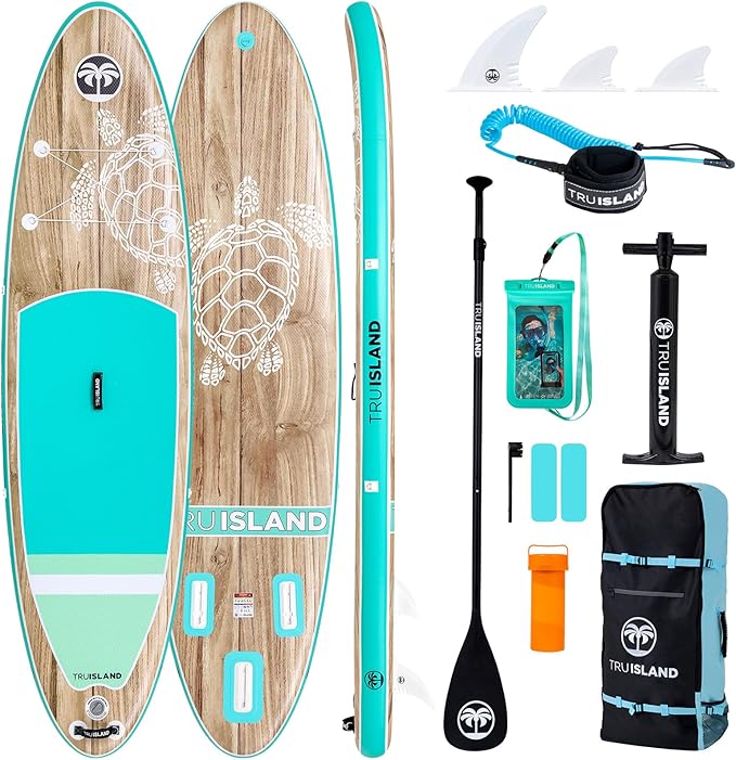 TRUISLAND Inflatable Paddle Board, Stand Up Paddle Board with Backpack, Non-Slip Thickened Deckpad, Waterproof Phone Case, Leash, Paddle, Hand Pump