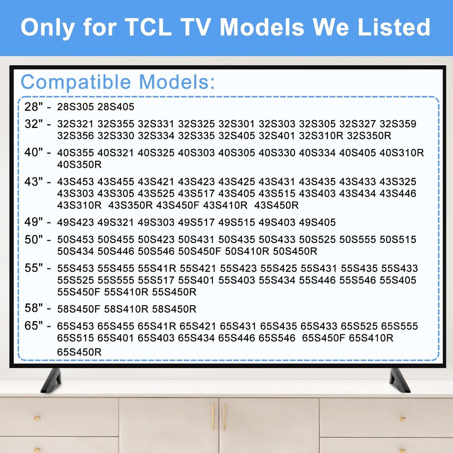 TV Legs for TCL Roku TV Stand Legs, for 28" 32" 40" 43" 49" 50" 55" 65" Roku Smart TV, Replacement Legs for TCL TV Legs 65S555 55S401 50S546 50S423 43S431 40S325 28S405 with Screws