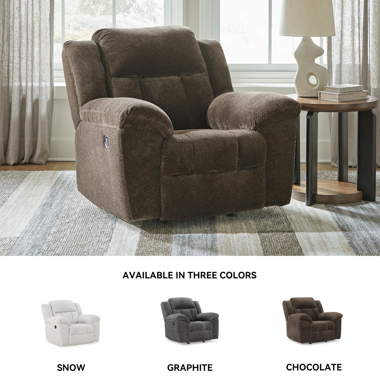 Signature Design by Ashley Frohn Urban Manual Rocker Recliner with Pillow-Top Arms, Dark Brown