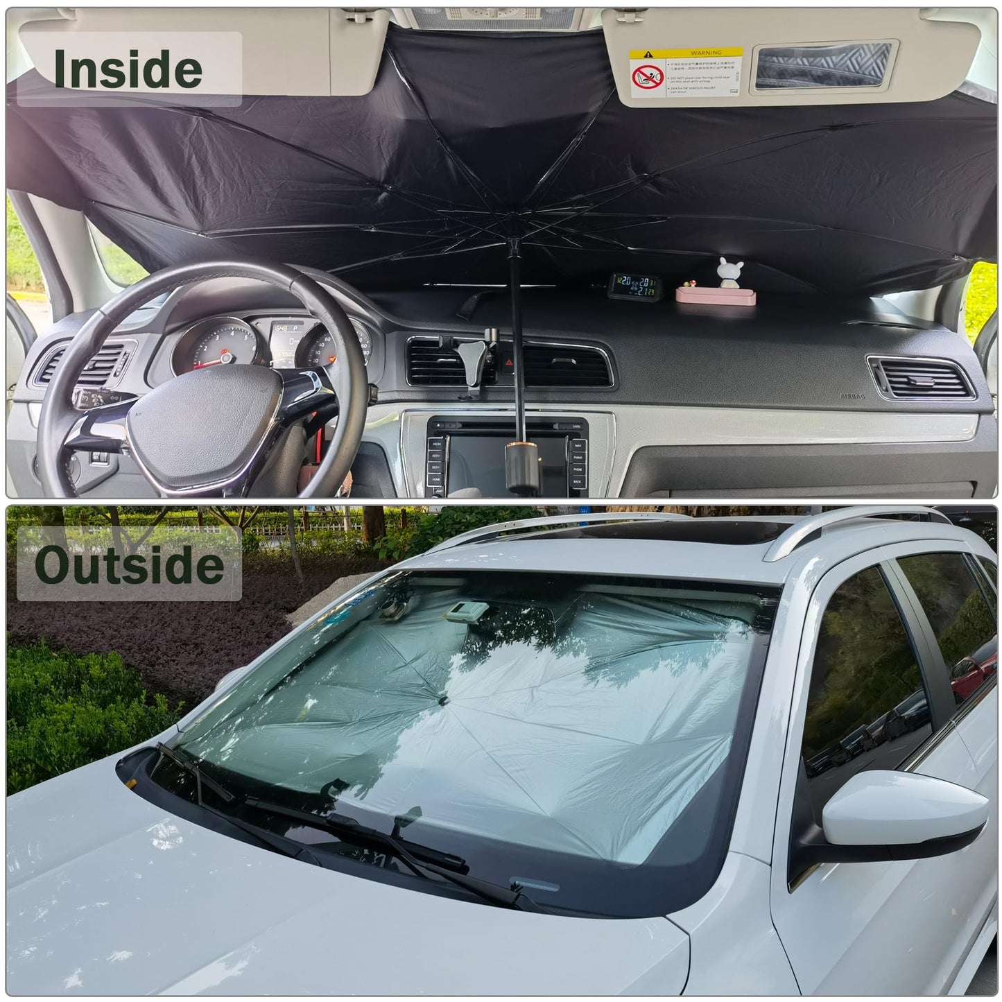 Amiss Foldable Windshield Sun Shade Umbrella - UV Reflecting Car Sunshade Cover (3155 Inch)