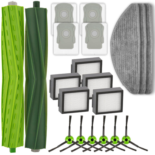 (20 Pack) Combo i5+ Replacement Parts Compatible with iRobot Roomba Combo i5, Combo j5, Combo j5+ Robot Vacuum Accessories, Dual Roller Brushes, 6 Side Brushes, 5 HEPA Filters, 4 Dust Bags, 3 Mop Pads
