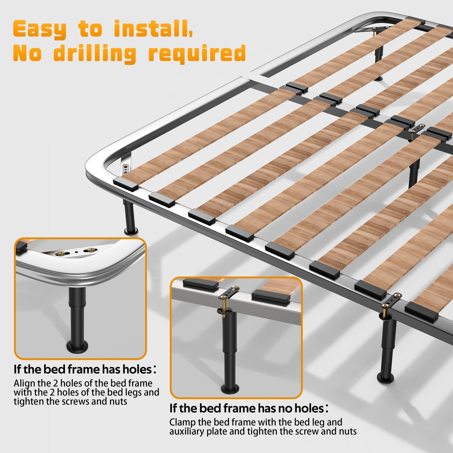 Wlrrcwdttc 4 Pcs Adjustable Height Bed Support Legs 7.08-13 inch, Bed Frame Center Support Legs for Bed Frame/Bed Center Slat/Furniture, Heavy Duty Metal Bed Replacement Legs Bed Slats Support Legs