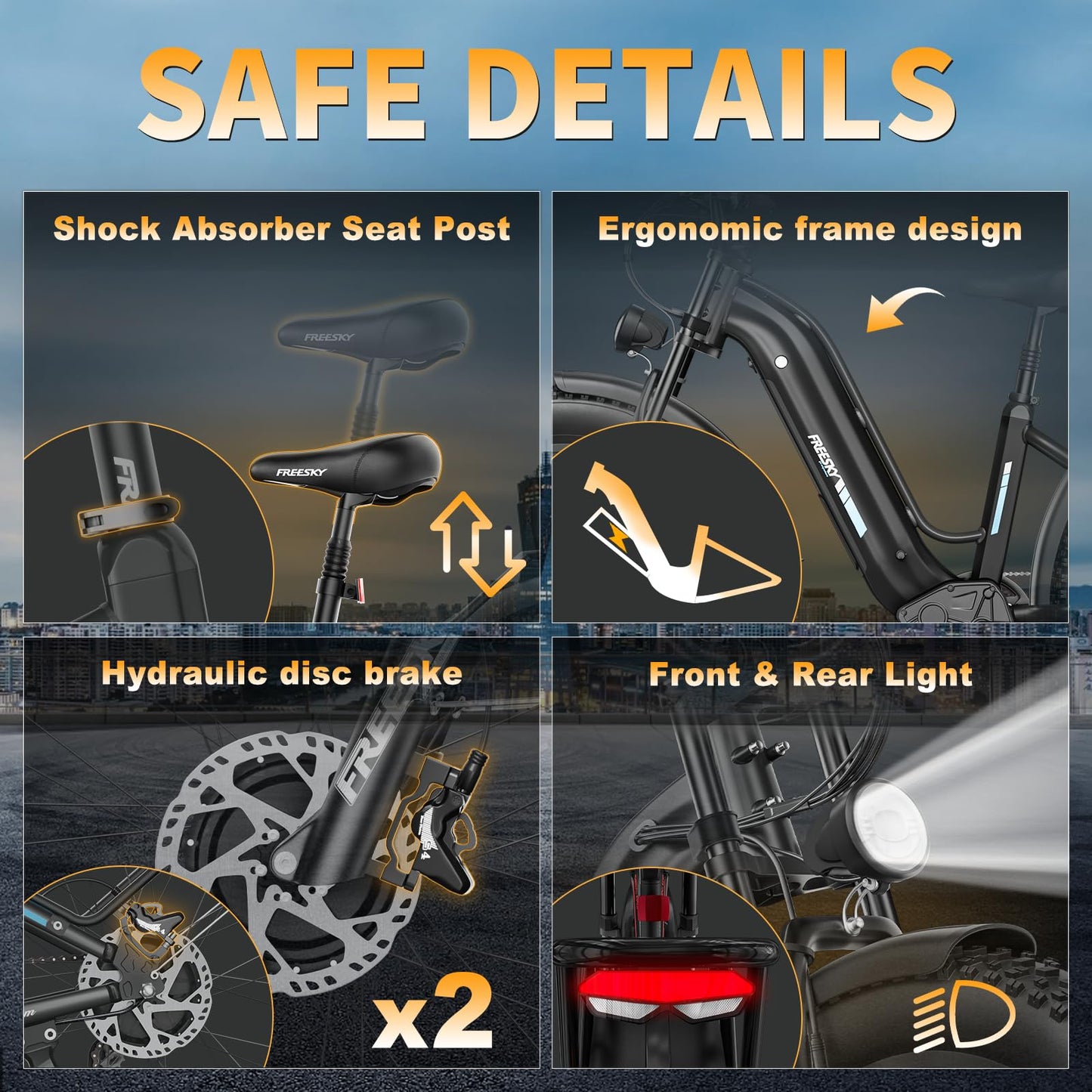 FREESKY Electric Bike for Adults-Dual Motor 3500w 48v 25ah Battery 26x4 Fat Tire 38MPH Electric Bicycle 60-95 Miles Hydraulic Disc Brake Electric Mountain Bike Step-Through Speed Unlocked Ebike