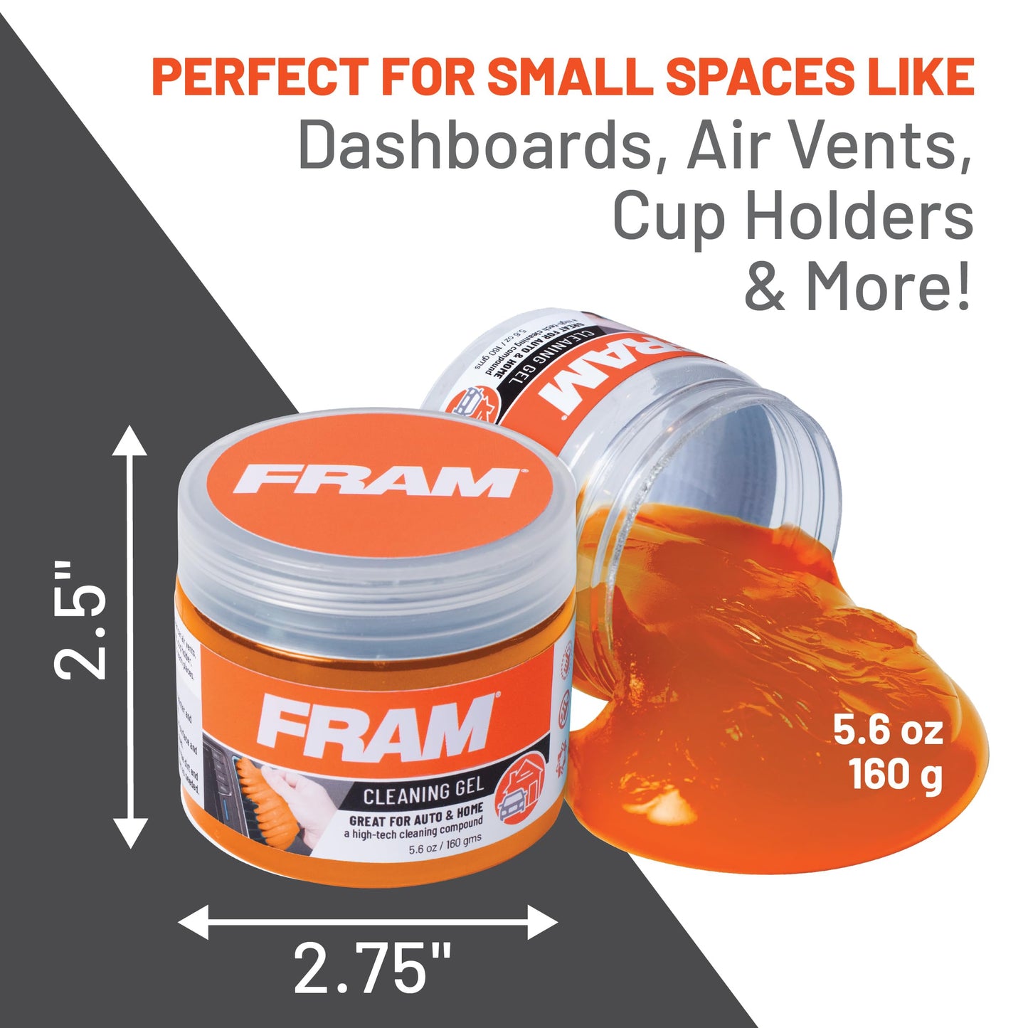 FRAM FEK40007AM Cleaning Gel for Car, Great for Auto and Home, Interior Cleaning Slime for Bike, Keyboards, Remotes, etc, 5.6oz (160 g), 2pk