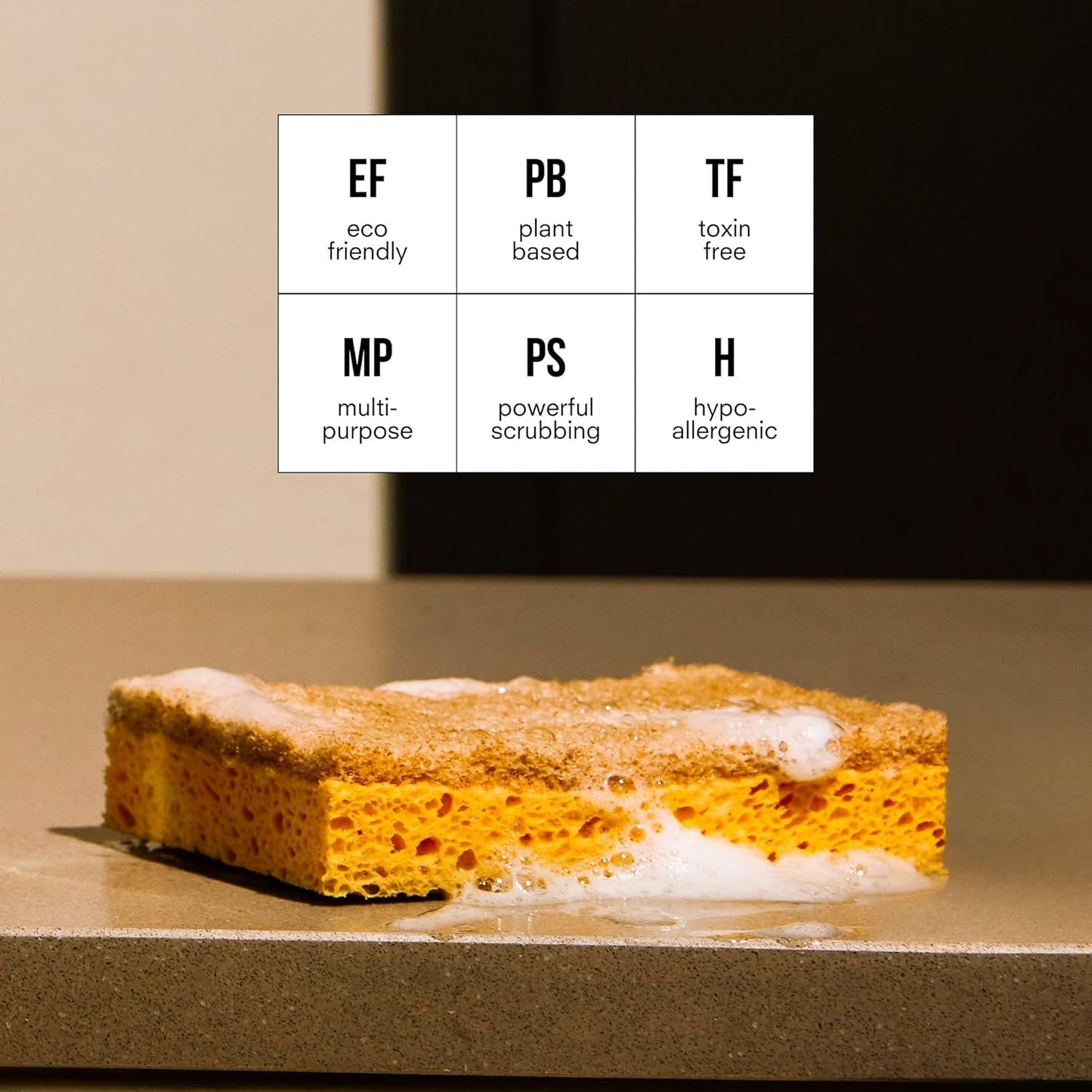 Public Goods Walnut Scrubber Sponge | Cleaning & Scrubbing Sponges for Dishes & Kitchen Sink | Natural, Plant-Based Sponges | Made in Canada | Pack of 4