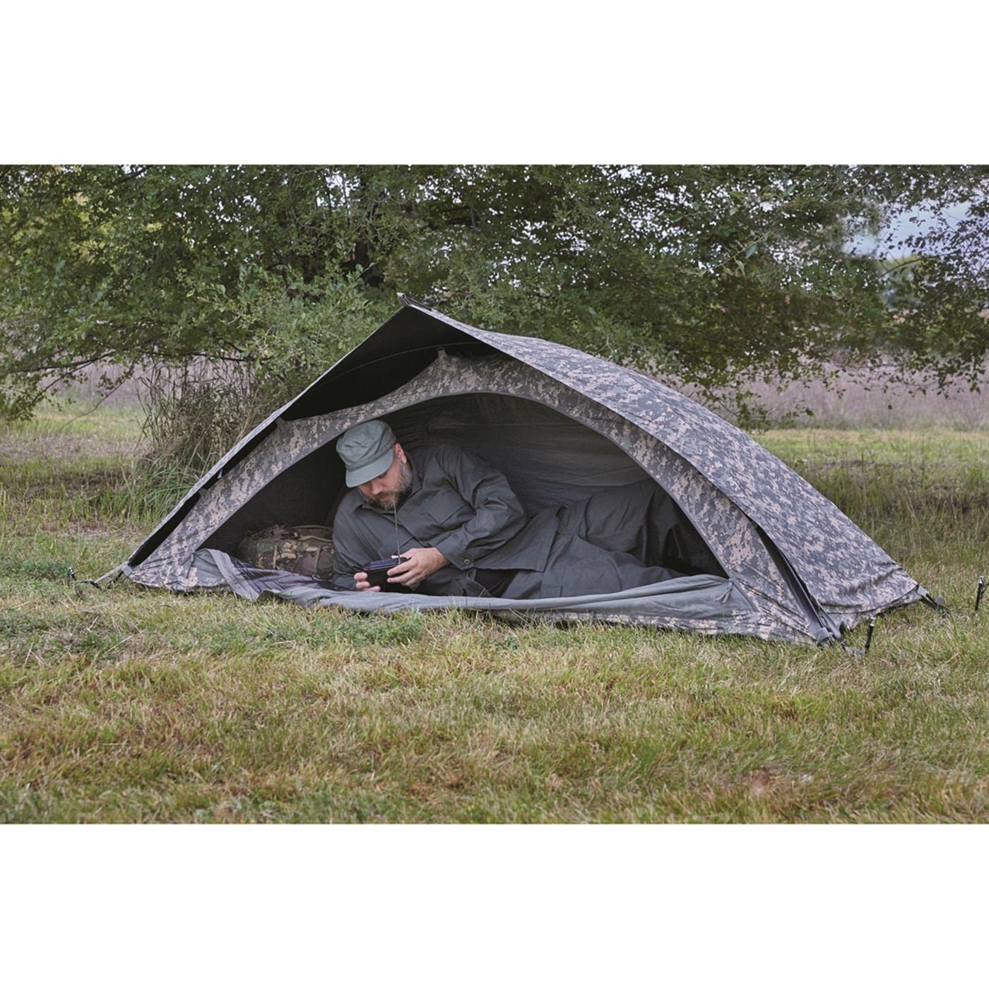 Surplus U.S. Military Improved Combat Shelter Tent, 1 Person, Used ACU