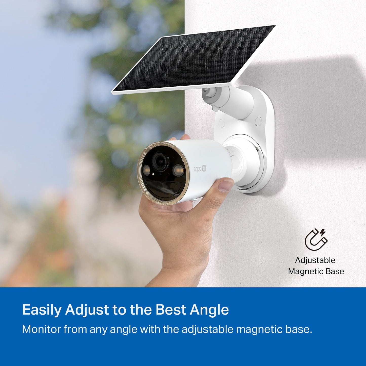 Tapo MagCam 4K Solar, 4K Ultra HD Outdoor Wireless Battery Camera w/Solar Panel โ 24/7 Capture, Free Person/Vehicle Detection, Starlight Color Night Vision, Works w/Alexa & Google Home