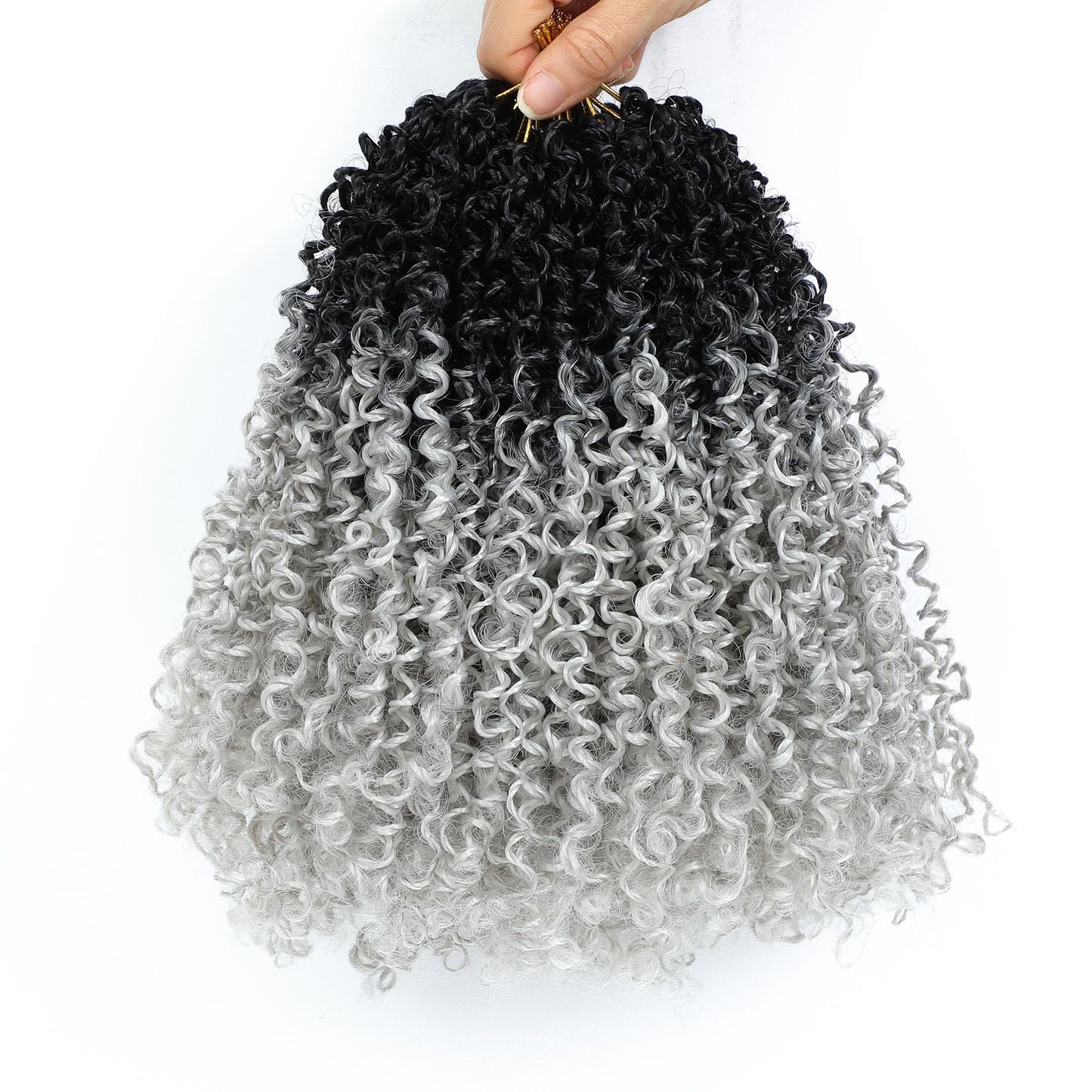 Aksice Pre-looped Yanky Twist Crochet Hair 8 Inch 8 Packs Bohemian Passion Twist Spring Mini Twist Crochet Hair for Black Women Boho Crochet Braids Synthetic (1Bgray)