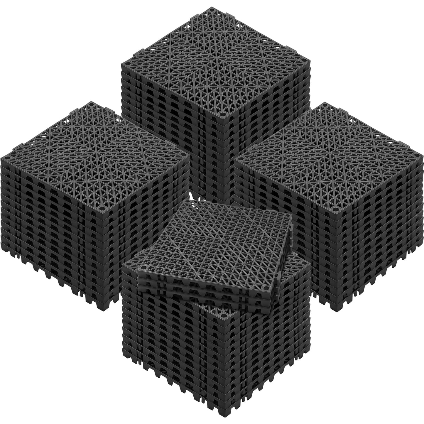 VEVOR Interlocking Tile 55PCS Black, Drainage Tiles 12" x 12" Splicing, Soft PVC Interlocking Drainage Floor Tiles, Non-Slip Drainage Holes for Restroom, Bathroom, Kitchen, Pool, Wet Areas