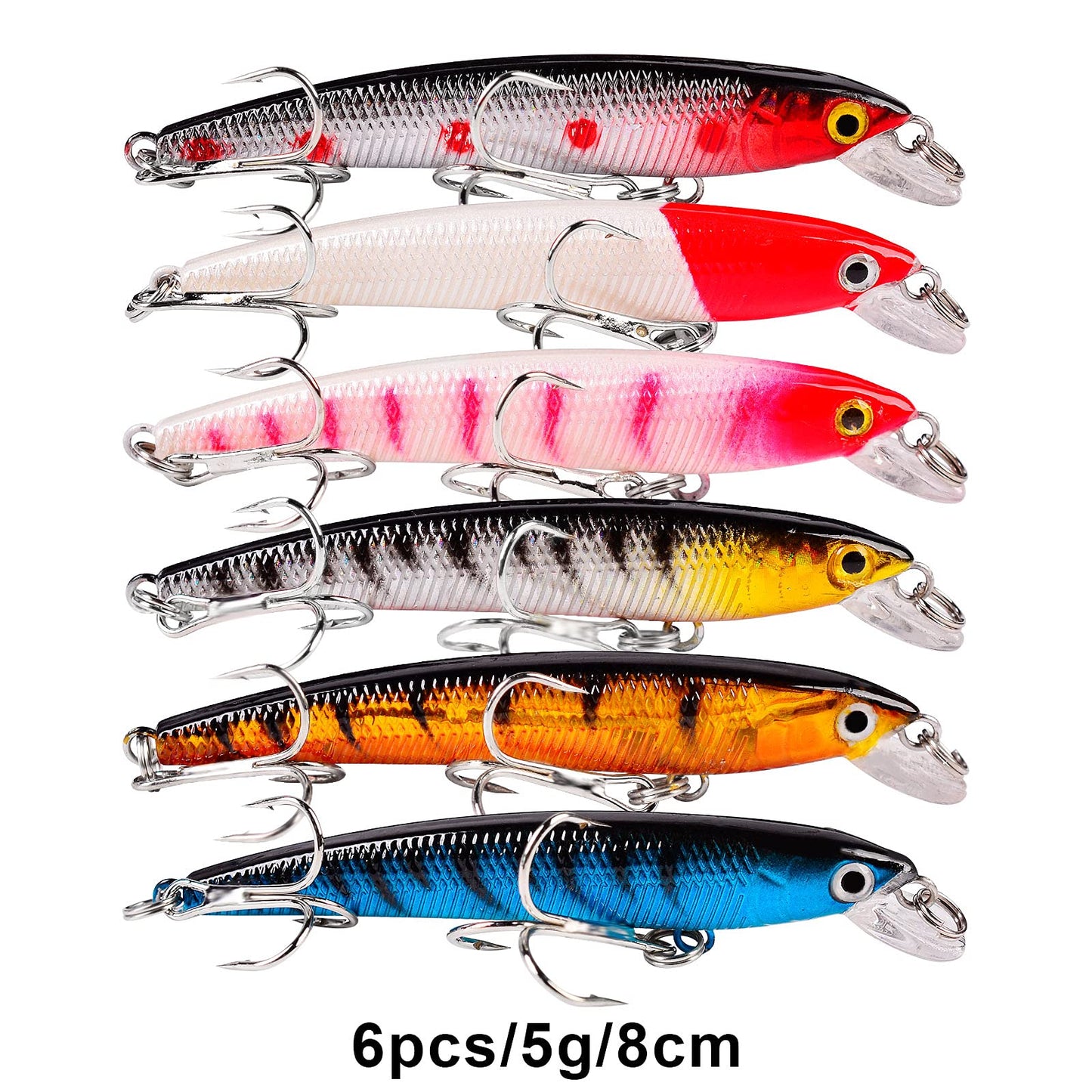 BAIKALBASS Bass Fishing Lures Kit Set Topwater Hard Baits Minnow Crankbait Pencil VIB Swimbait for Bass Pike Fit Saltwater and Freshwater (480-48pcs)