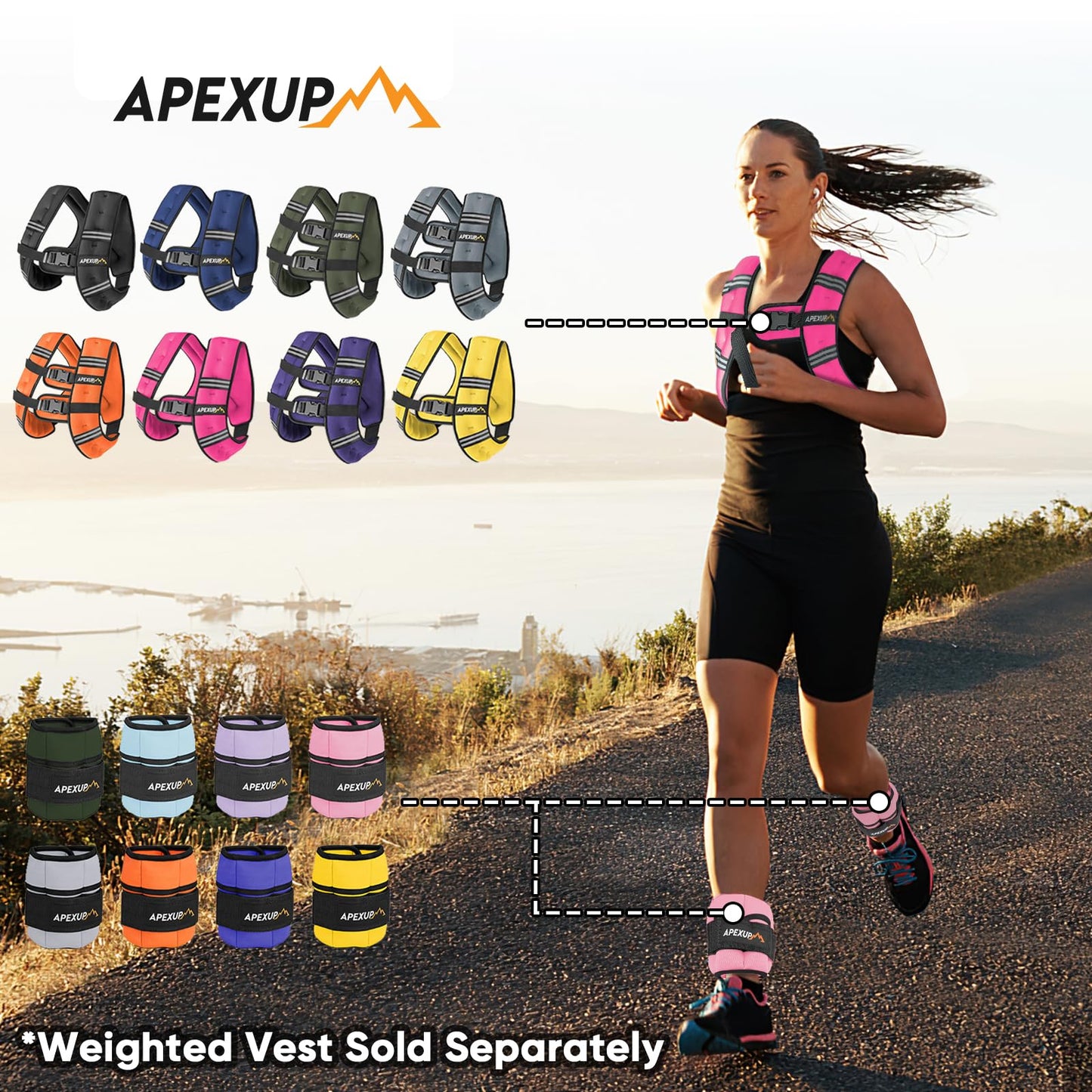 APEXUP 10lbs/Pair Adjustable Ankle Weights for Women and Men, Modularized Leg Weight Straps for Yoga, Walking, Running, Aerobics, Gym (Pastel Blue)