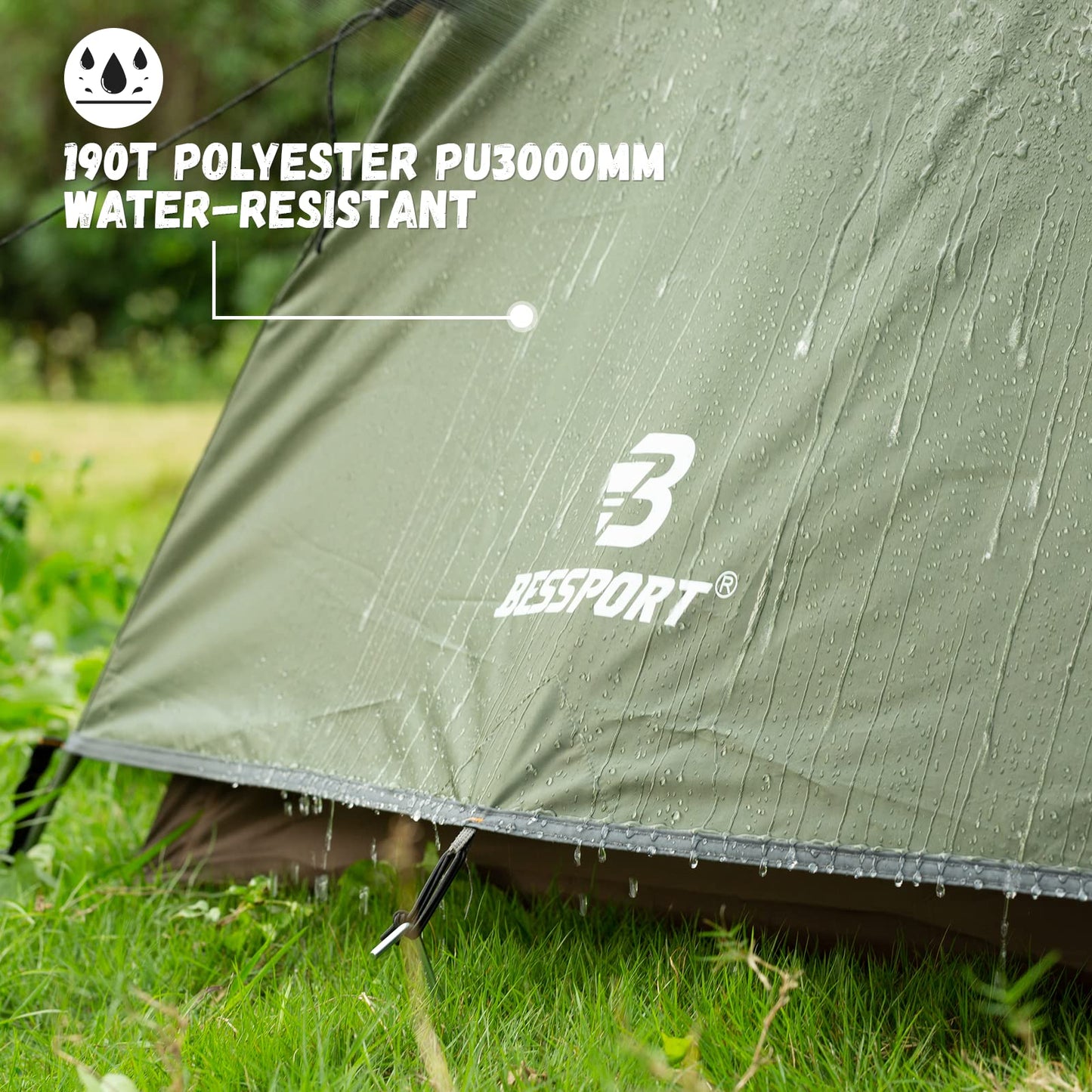 Bessport Camping Tent for 2 Person, Lightweight Backpacking Tent Waterproof Windproof Two Doors Easy Setup Double Layer Outdoor Tents for 3 to 4 Seasons, Suitable for Outdoor,Hiking,Camping