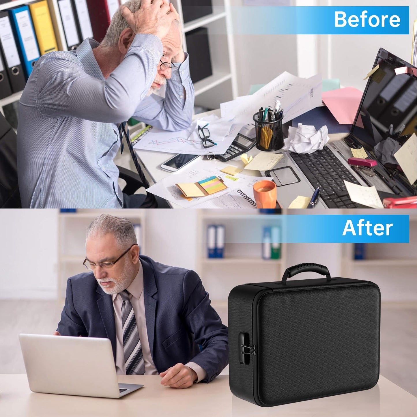 ENGPOW 5200°F Fireproof Document Bag with Lock,Upgraded Heat Insulated Fireproof&Waterproof Box 8 Layers File Organizer,Portable Home Travel Safe Storage for Important Documents,Passports,Laptop