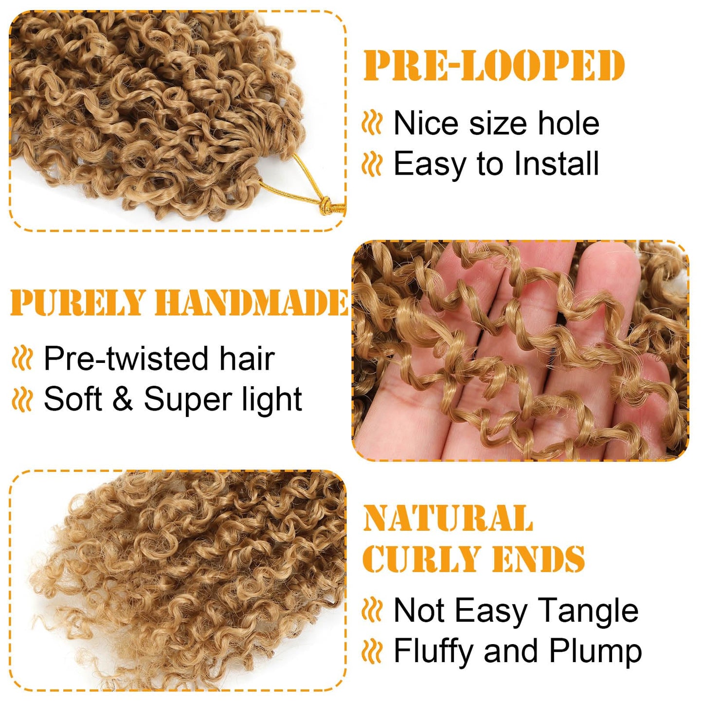 Aksice 10 Inch 8 Packs Yanky Twist Crochet Hair for Women Pre-looped Mini Twist Hair Bohemian Passion Twist Crochet Hair Boho Crochet Braids Synthetic (27#)