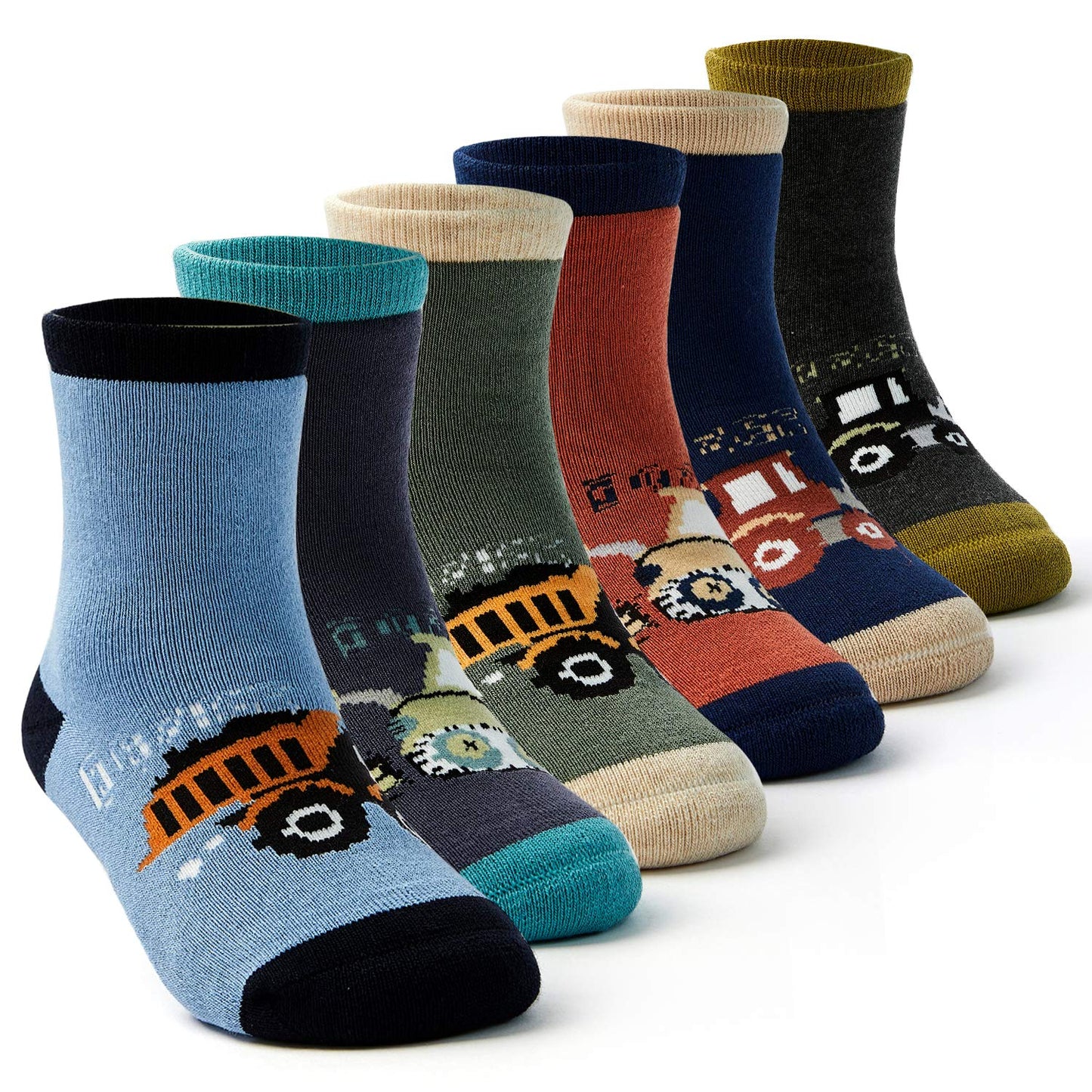 HowJoJo Big Boys Thick Cotton Socks Kids Winter Warm Thermal Socks Cartoon Monster Trucks Socks 6 Pack Size 1-3