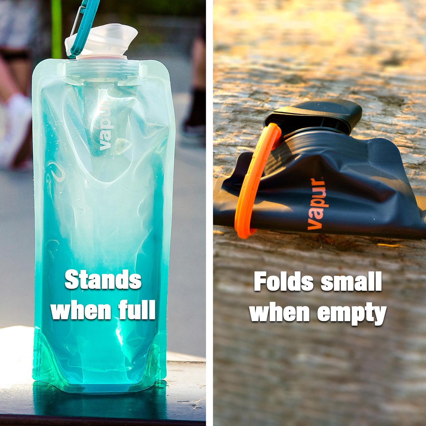 Vapur Eclipse Flexible Water Bottle - with Carabiner, 1 Liter (33 oz) - Burgundy