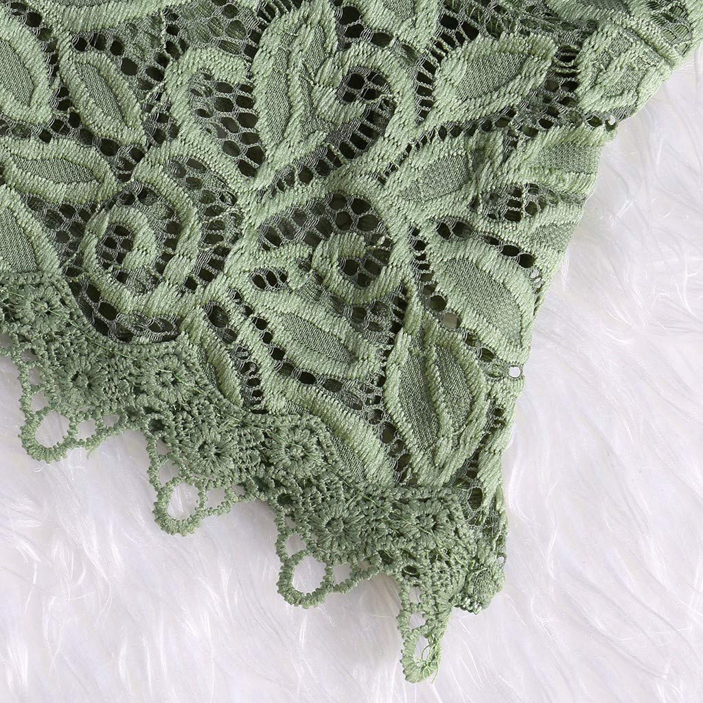 Aniywn Sexy Women Underwear Solid Color Lace Patchwork Vest Crop Wire Free Bra Tank Tops Blouse… Y-Green