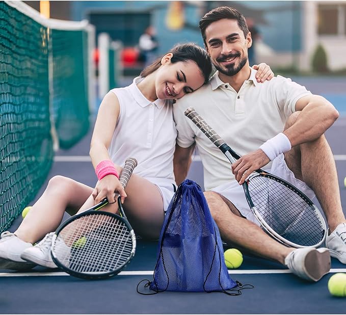 Frienda Mesh Drawstring Backpack Bag Multifunction Mesh Bag for Swimming, Gym, Clothes (Dark Blue) One piece