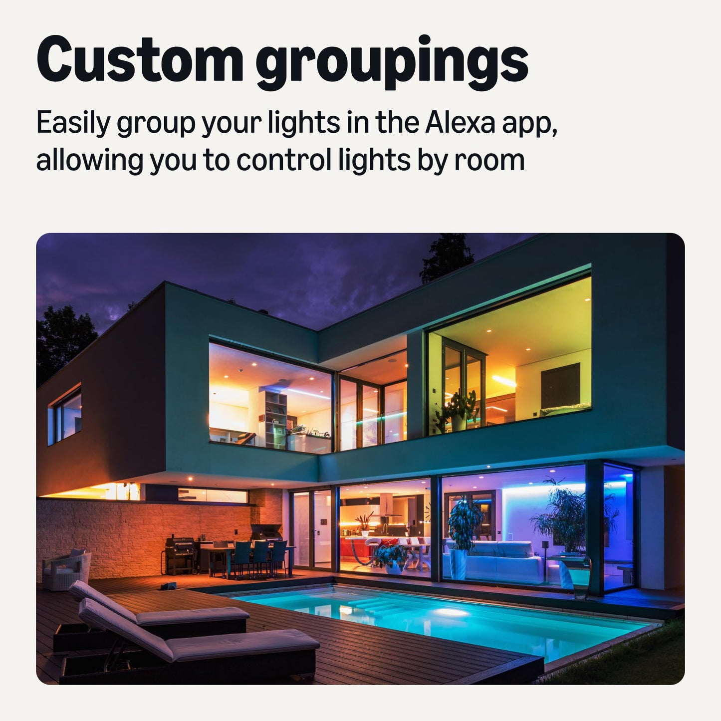 Amazon Basics Smart LED Light Strip, 16.4 Feet, RGB + Tunable White, Works with Alexa Only, 2.4 GHz Wi-Fi, No Hub Required