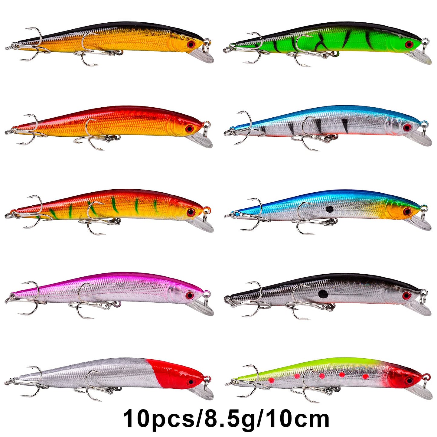 BAIKALBASS Bass Fishing Lures Kit Set Topwater Hard Baits Minnow Crankbait Pencil VIB Swimbait for Bass Pike Fit Saltwater and Freshwater (480-48pcs)