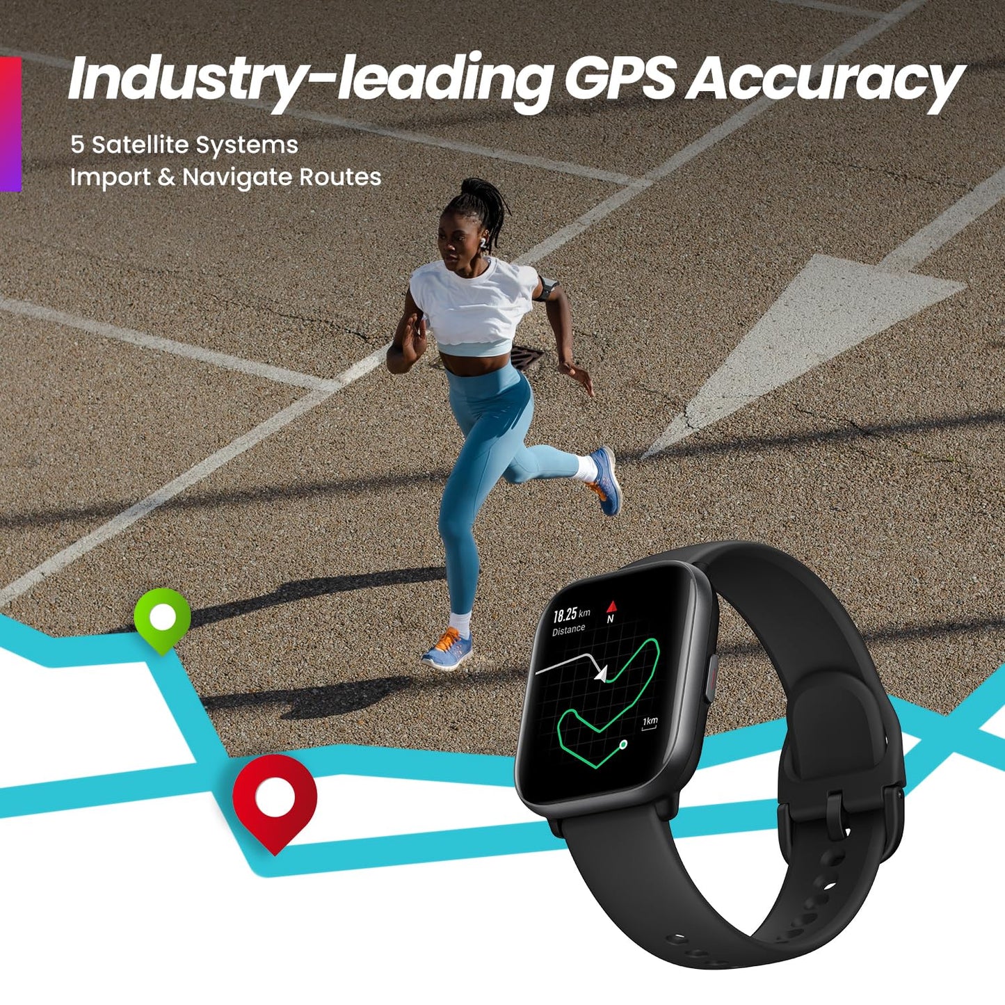 Amazfit Active Smart Watch 42mm, AI Fitness Tracker & Sleep Coach, GPS, Amazon Alexa Built-In, Bluetooth, 14-Day Battery, 120+ Sports Modes, Android & iPhone, Black