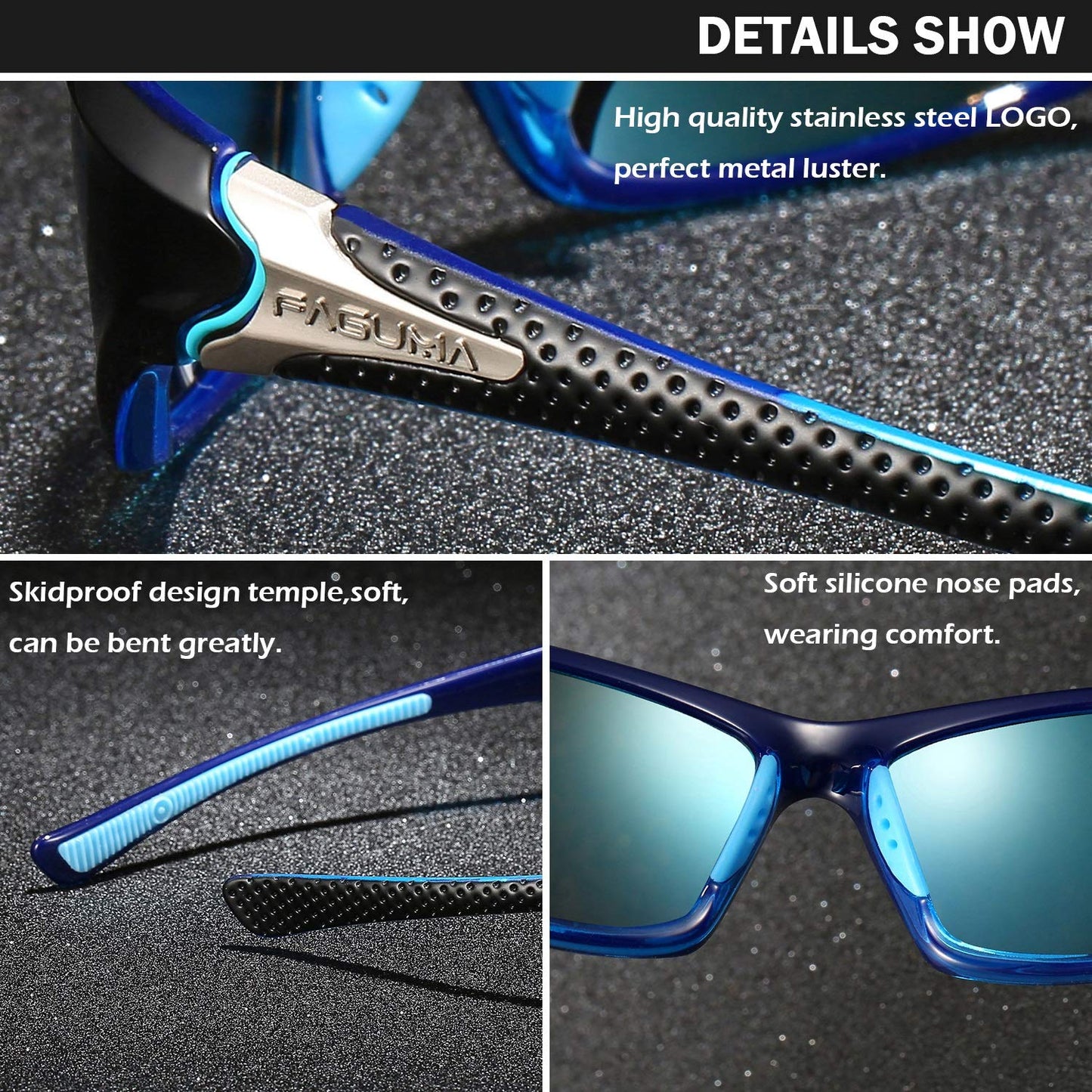FAGUMA Sports Polarized Sunglasses For Men Cycling Driving Fishing 100% UV Protection