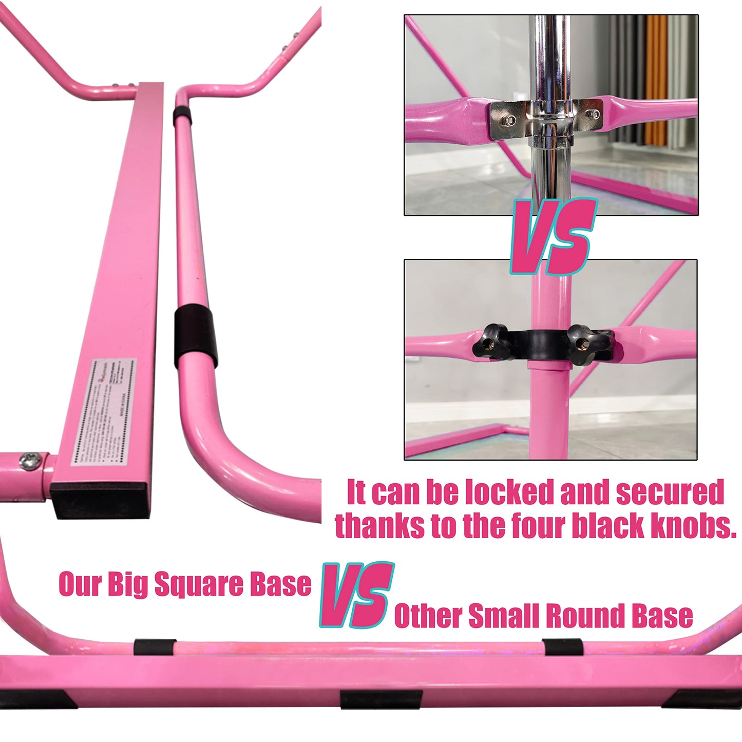 PreGymnastic Updated Folding Gymnastics Bar with Rings, Foldable Kip Bar with Sturdier Base, Gymnasitc Training Bar for Kids Ages 3-10, Gymnastic Horizontal Bars, Home Gym Equipment for Boys Girls