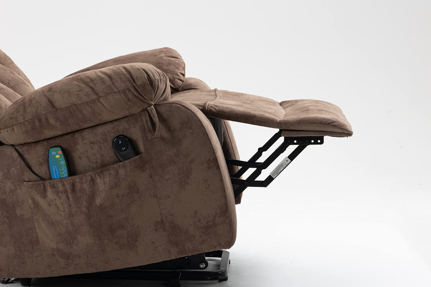 ERYE Electric Power Lift Recliner Chair for Elderly with Massage and Heat, Velvet Upholstery Infinite Positions Adjustable Large Size Armchair W/ 2 Remote Controllers & Side Pockets for Living Room